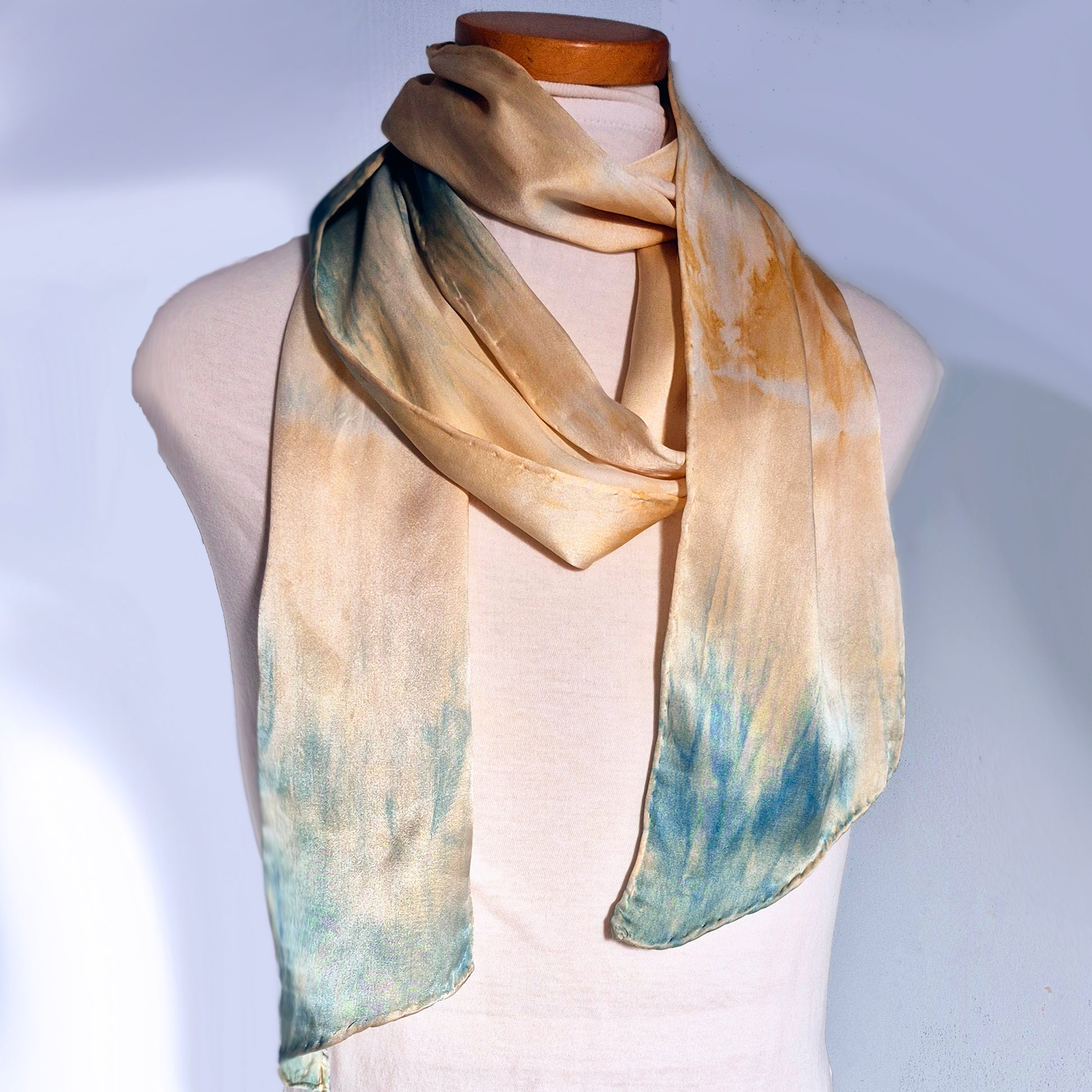 Blue & Gold Botanically Dyed Silk scarf