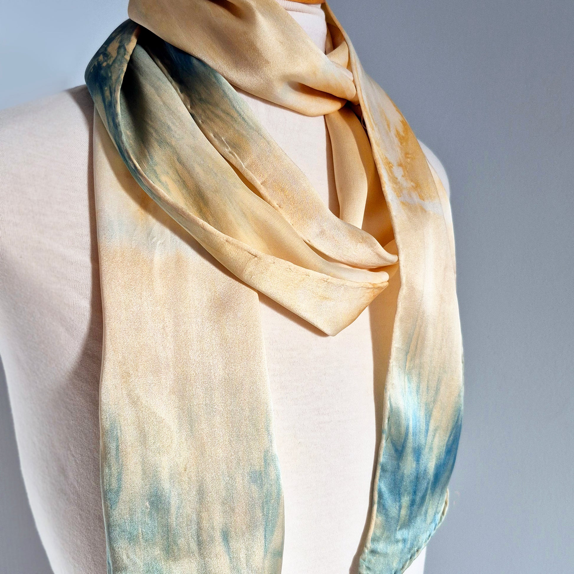 Blue & Gold Botanically Dyed Silk scarf