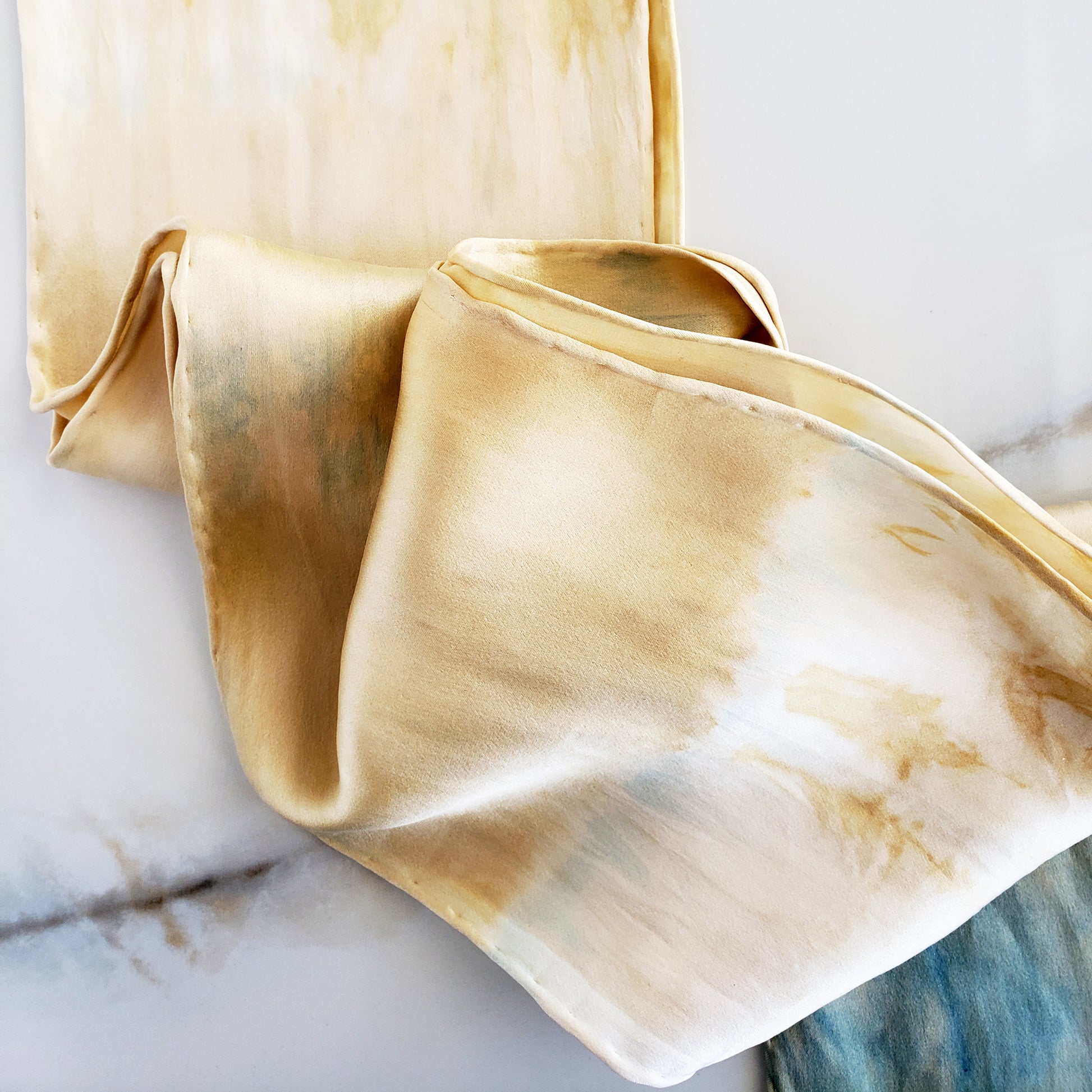 Blue & Gold Botanically Dyed Silk scarf