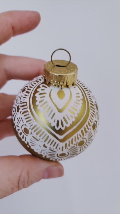 Hand Painted Glass Christmas Ornament 097