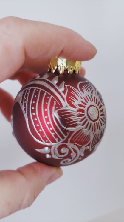 Hand Painted Glass Christmas Ornament 023