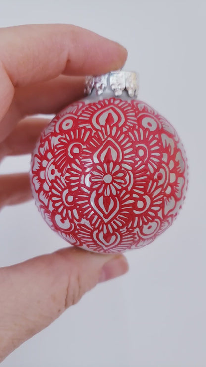 Hand Painted Glass Christmas Ornament 105