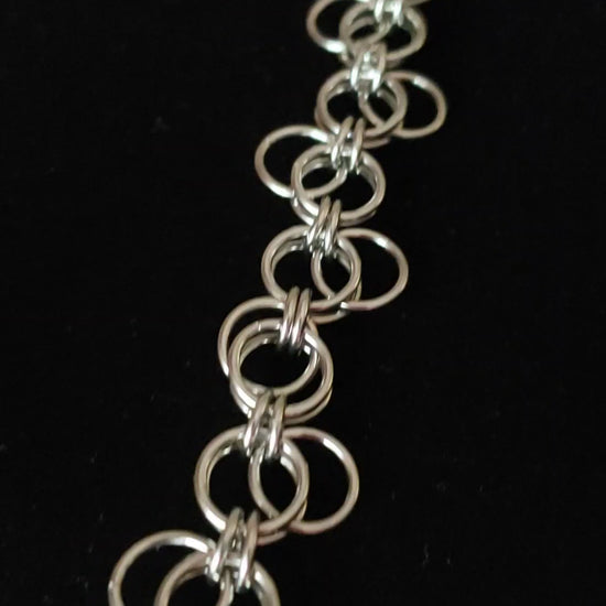 parrot safe jewelry, food grade stainless steel chain, handmade in the 'Forget Me Knot" chainmaille weave