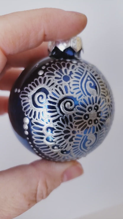 Hand Painted Glass Christmas Ornament 125