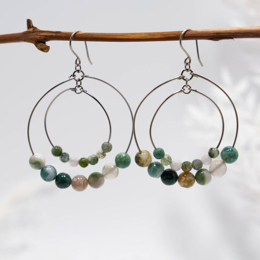 Double Hoop Beaded Earrings