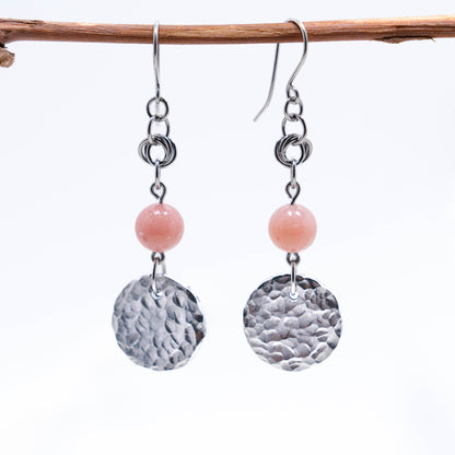 Hammered Disk Beaded Earring