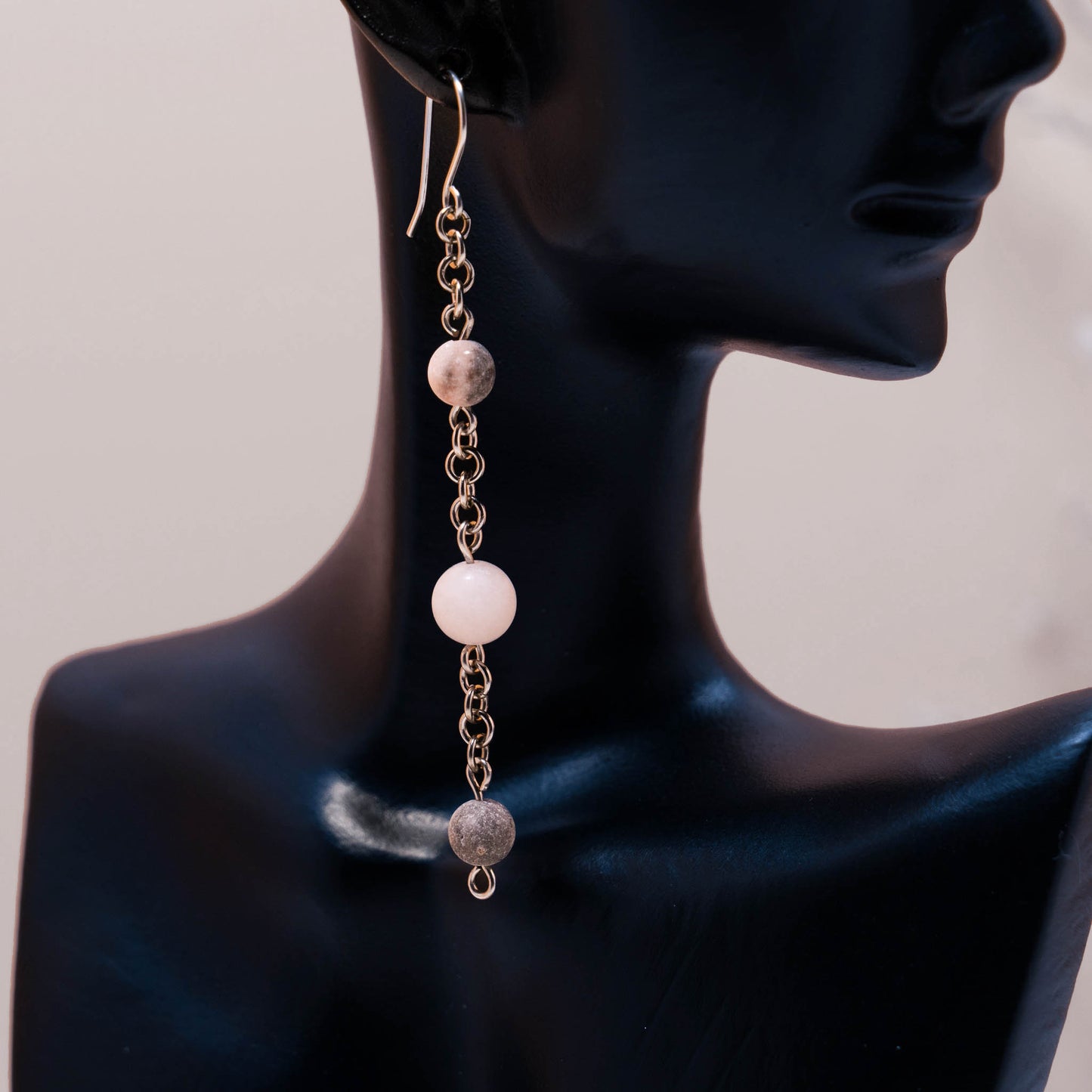 3 Beaded Linear Chain Earrings