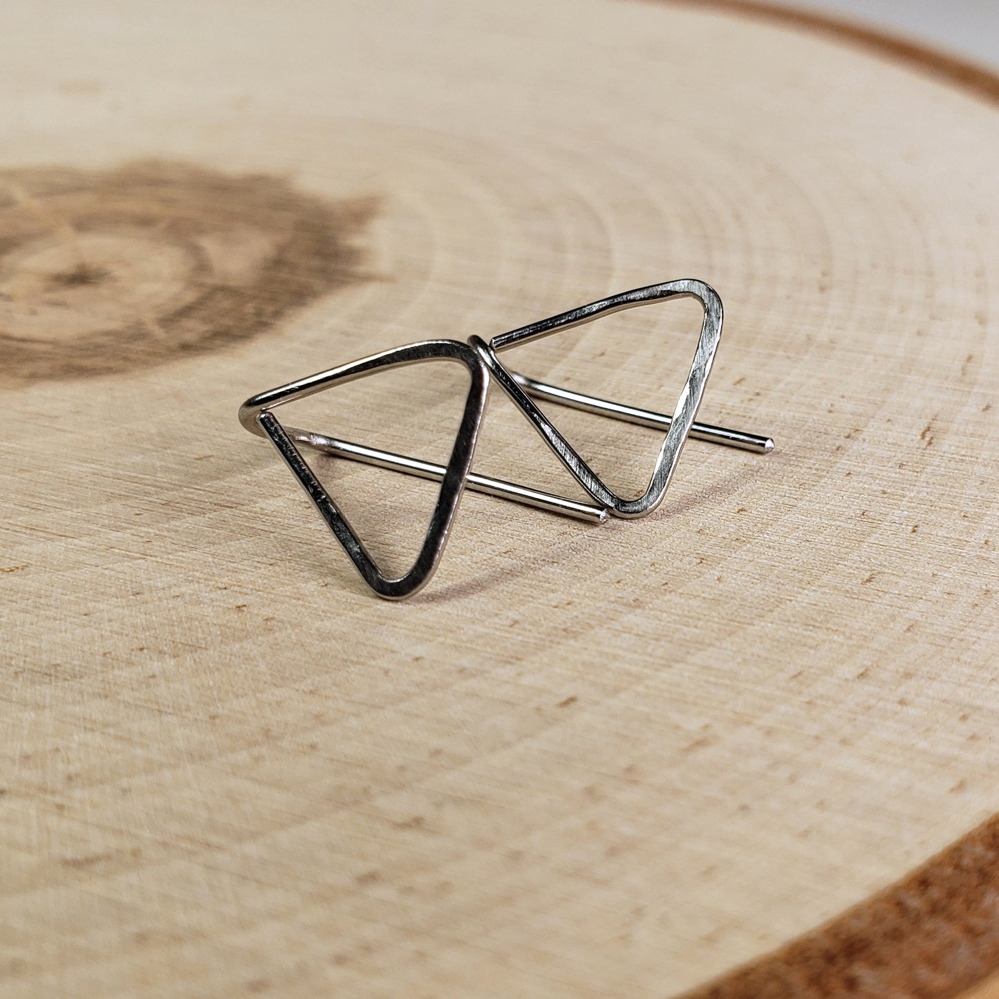 Long Back Hammered Triangle Studs