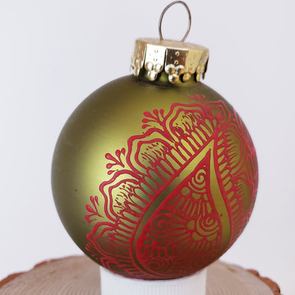 Hand Painted Glass Christmas Ornament 114