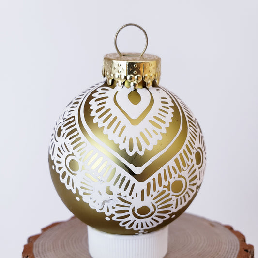 Hand Painted Glass Christmas Ornament 097