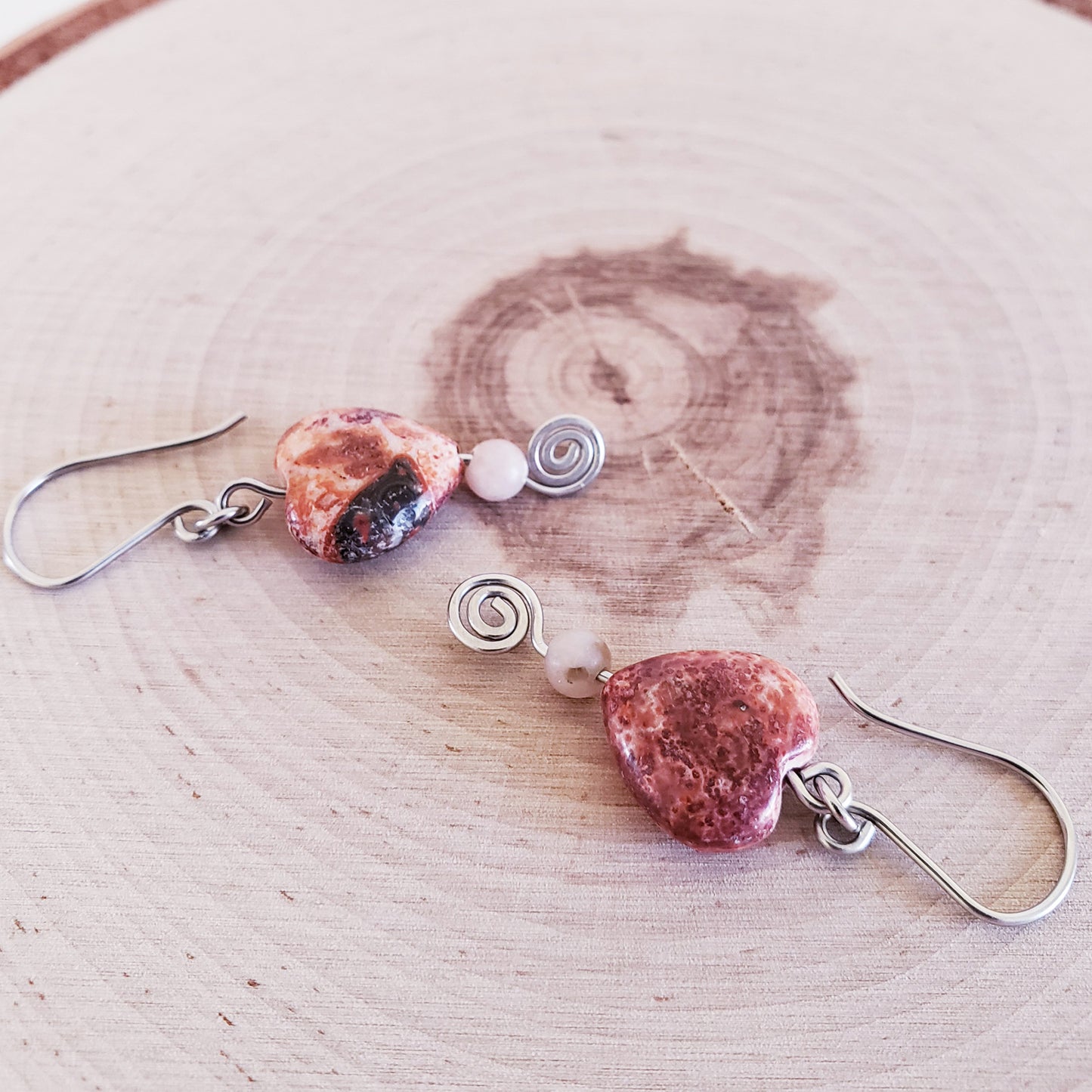 Jasper Heart Earrings