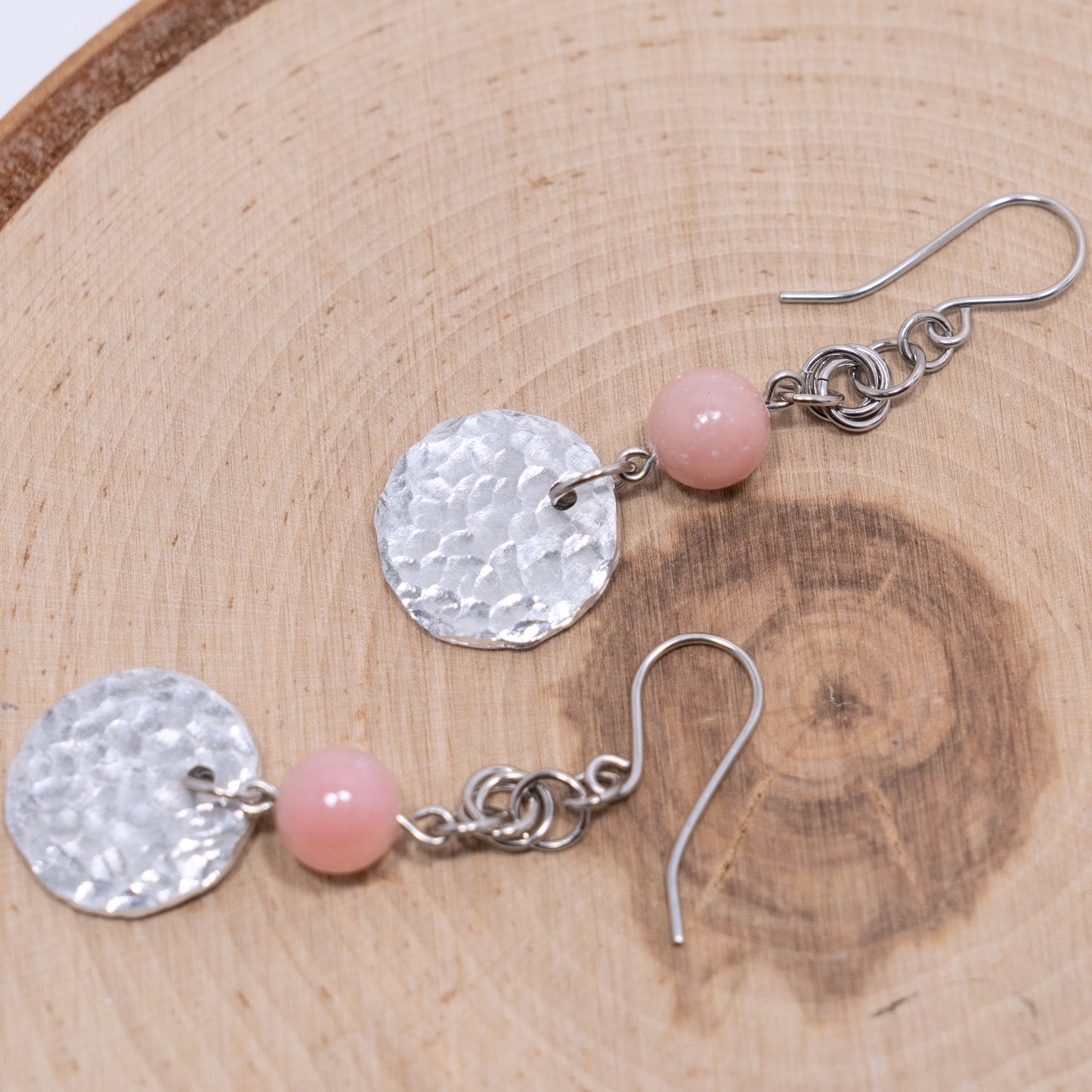 Hammered Disk Beaded Earring