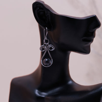 Coil Teardrop Bead Earrings