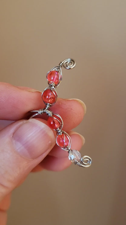 Red Beaded Ear Climber