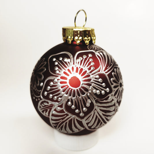 Hand Painted Glass Christmas Ornament 126