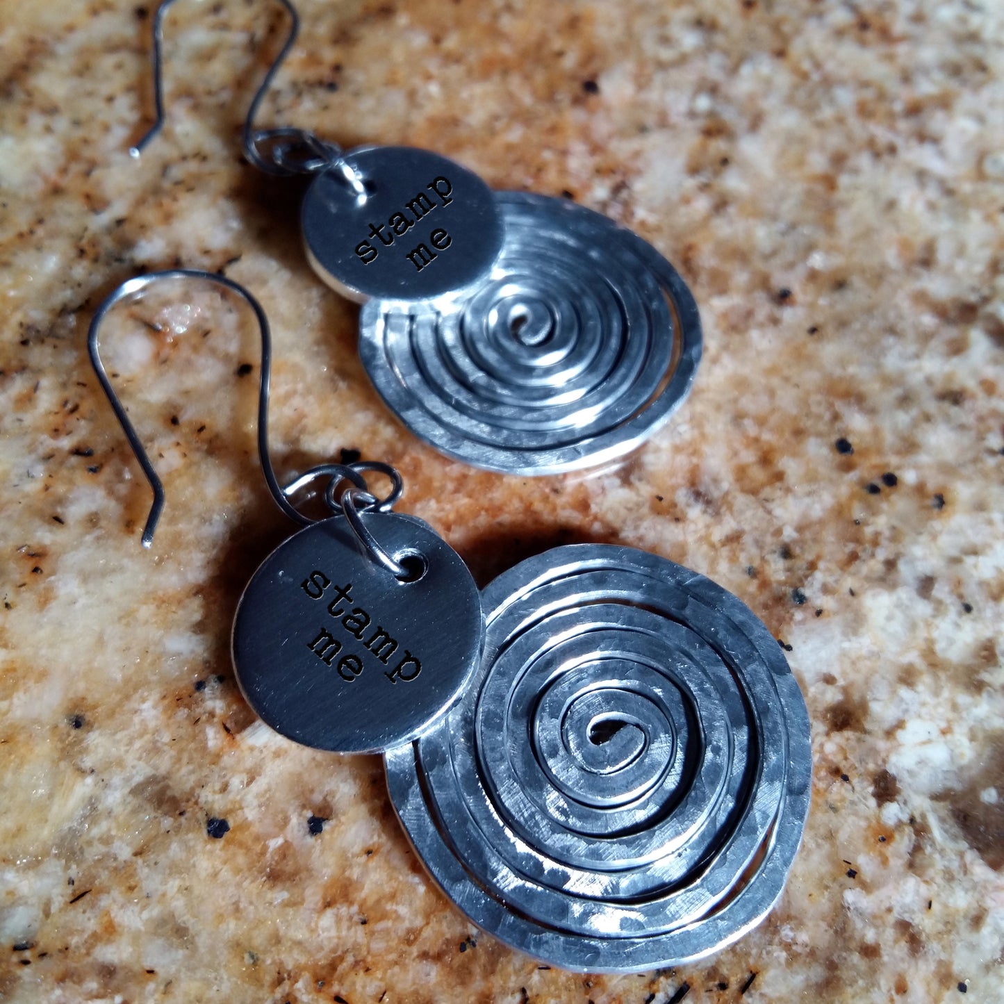 Stamped Spiral Earrings