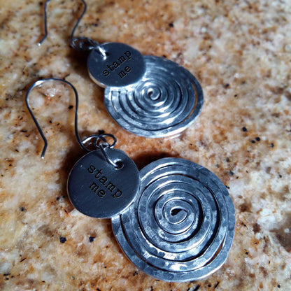 Stamped Spiral Earrings