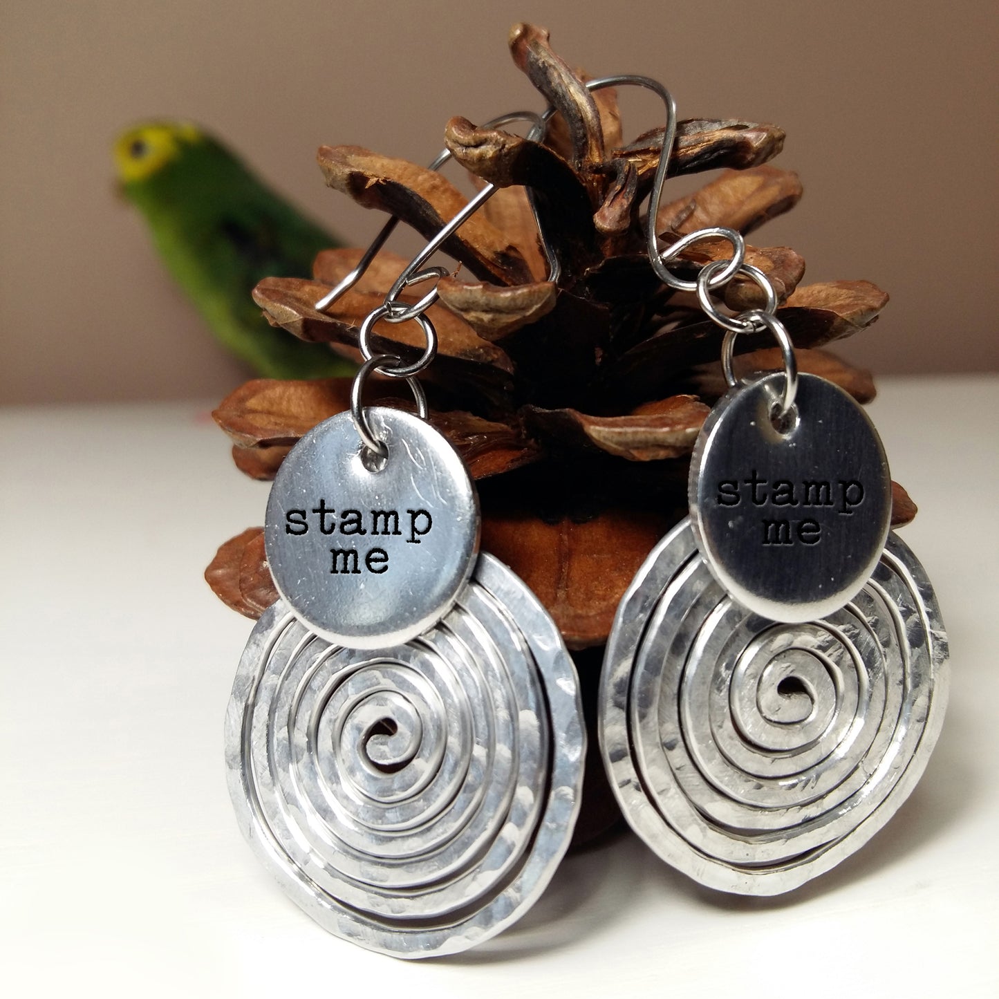 Stamped Spiral Earrings