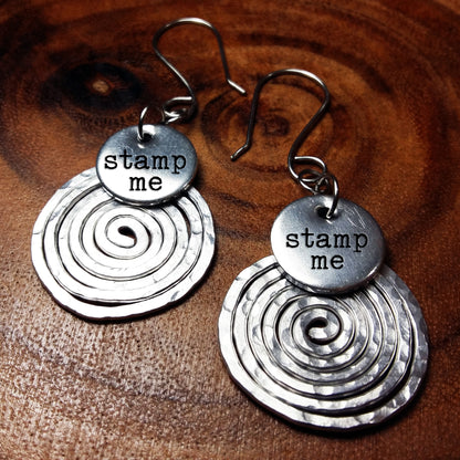 Stamped Spiral Earrings