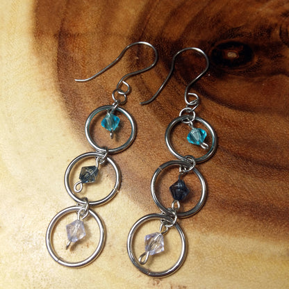 Three Ring Drop Earrings