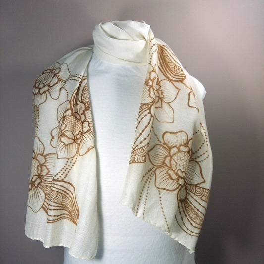 White Floral Scarf