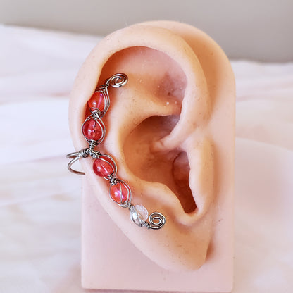 Red Beaded Ear Climber