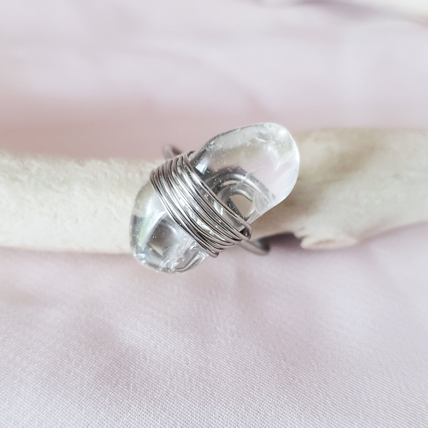 Chunky Natural Quarts Wire Wrapped Ring