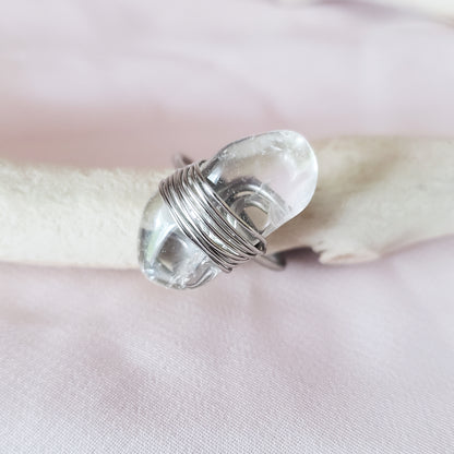 Chunky Natural Quarts Wire Wrapped Ring