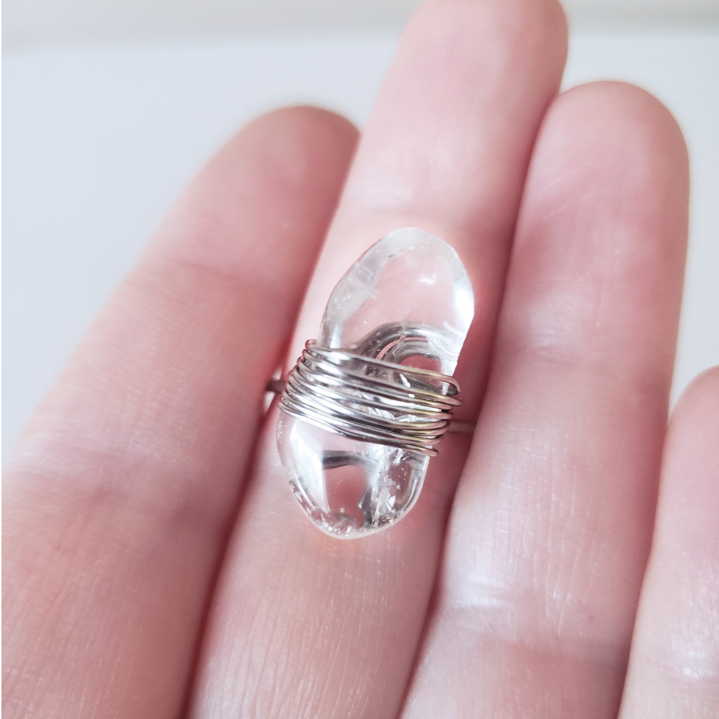 Chunky Natural Quarts Wire Wrapped Ring