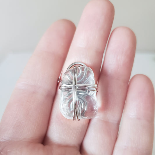 Chunky Natural Quarts Wire Wrapped Ring