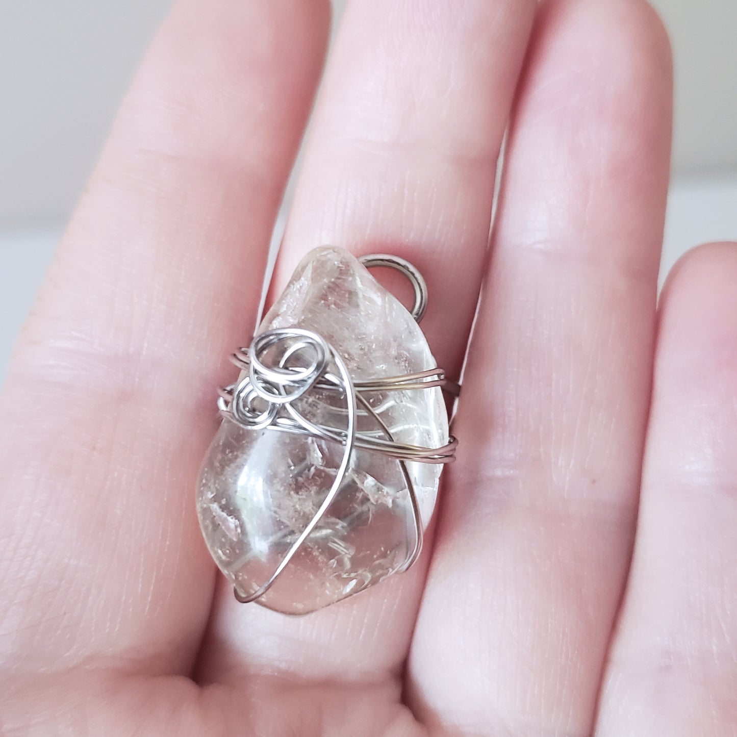 Chunky Natural Quarts Wire Wrapped Ring