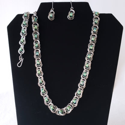 Oatie's Weave Chainmaille Necklace, Bracelet & Earring Set